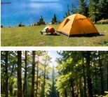 Tent beside an alpine lake