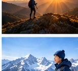 Hiking at sunset